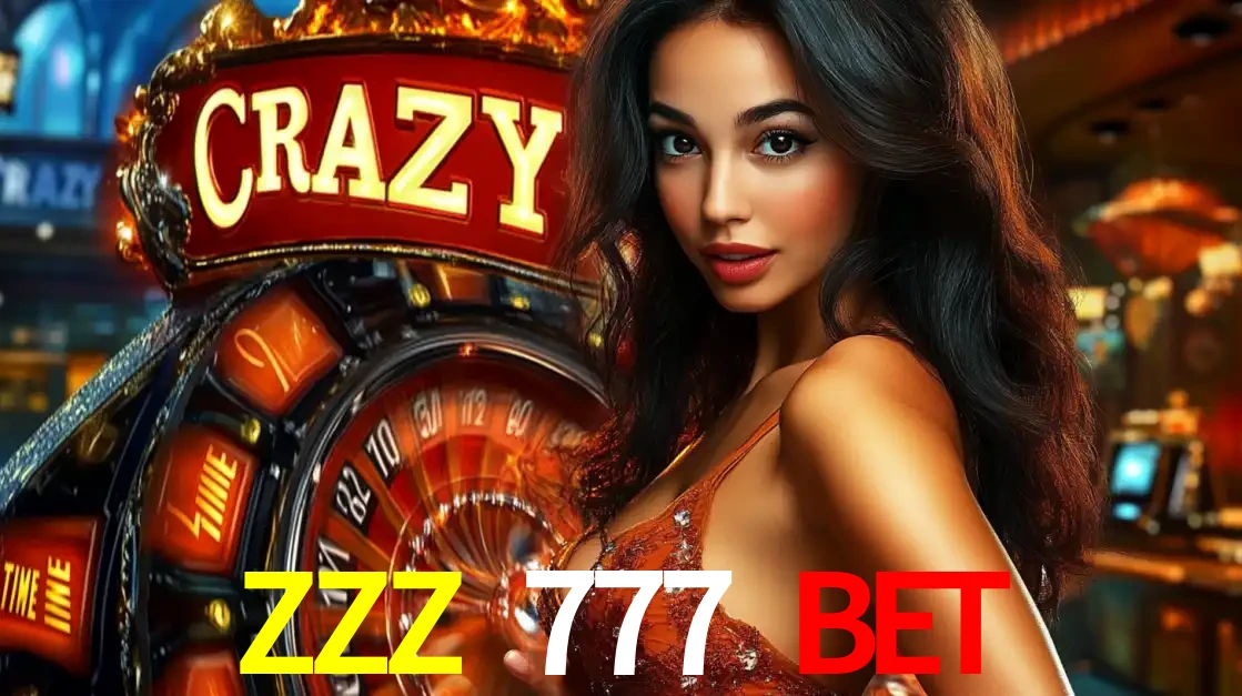 Mulher glamourosa olhando para a câmera com a roda vermelha do Crazy Time ao fundo em um ambiente de cassino, destacando a emoção dos jogos ao vivo no ZZZ 777 BET.
