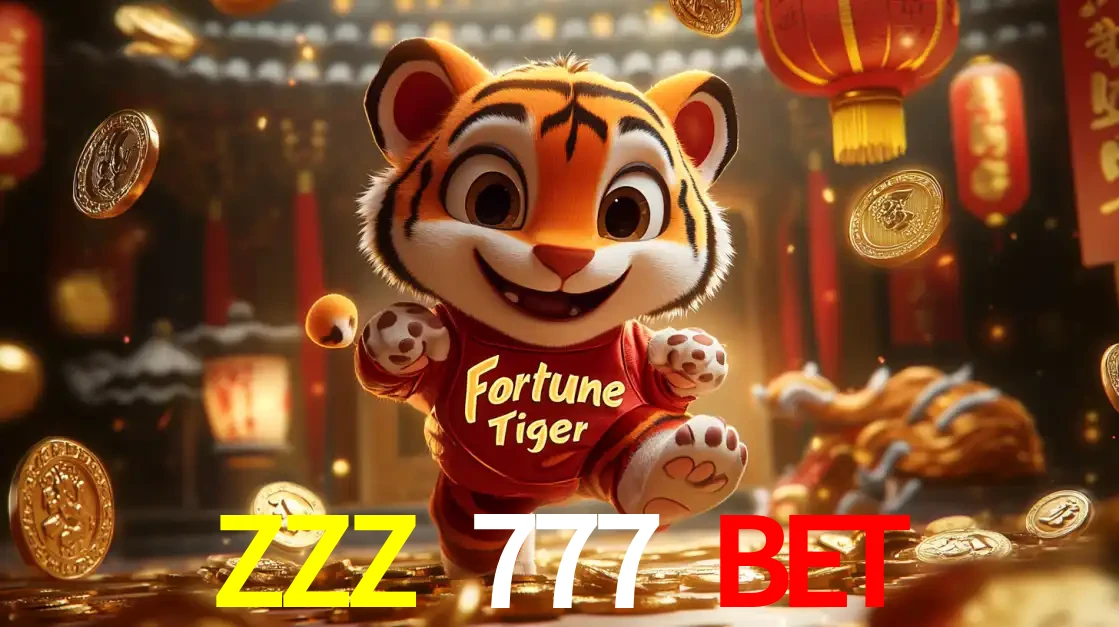 O alegre personagem do Fortune Tiger correndo sobre um caminho de moedas de ouro, simbolizando os grandes prêmios e a diversão do popular jogo de slot do ZZZ 777 BET.