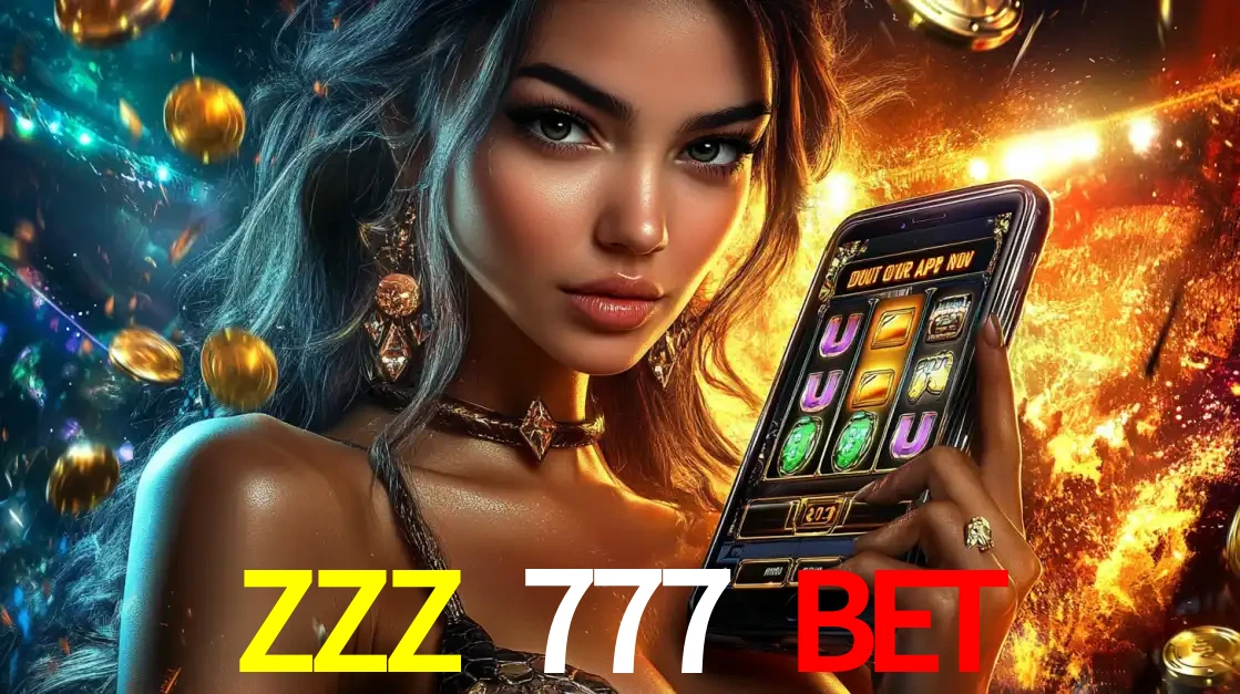 Mulher elegante mostrando um jogo de caça-níqueis em seu smartphone, destacando a experiência de cassino móvel oferecida pelo aplicativo ZZZ 777 BET.